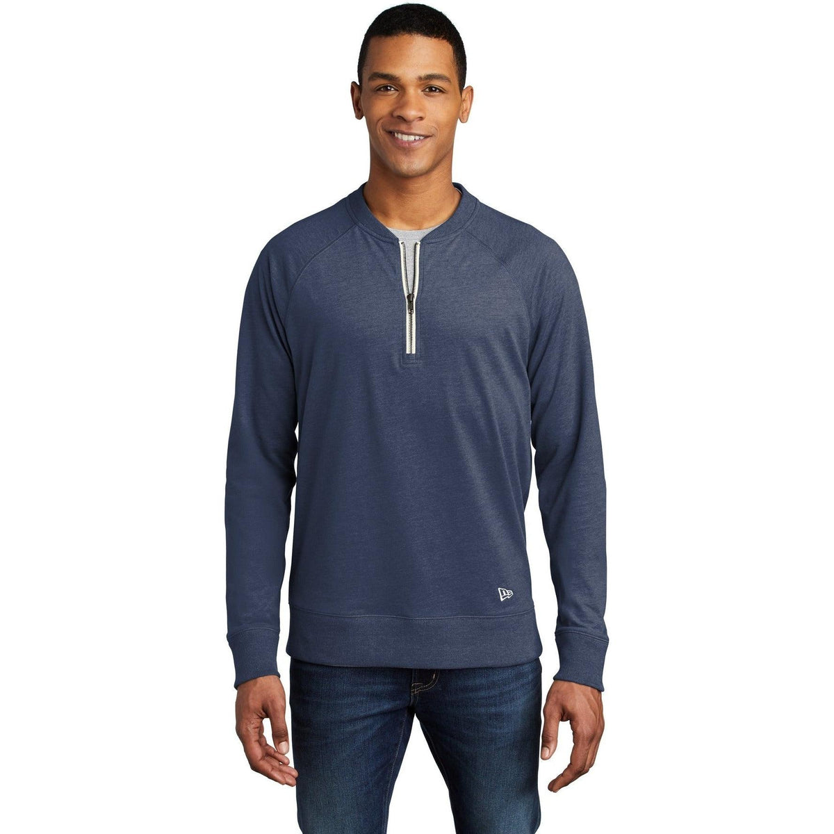 no-logo New Era Sueded Cotton Blend 1/4-Zip Pullover-Quarter Zips-New Era-Thread Logic