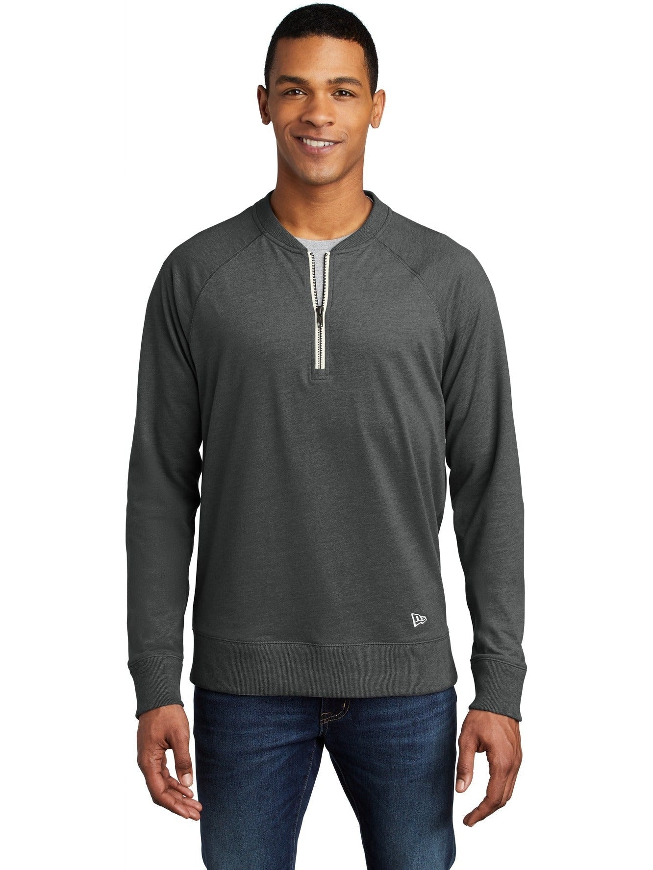 no-logo New Era Sueded Cotton Blend 1/4-Zip Pullover-Regular-New Era-Thread Logic