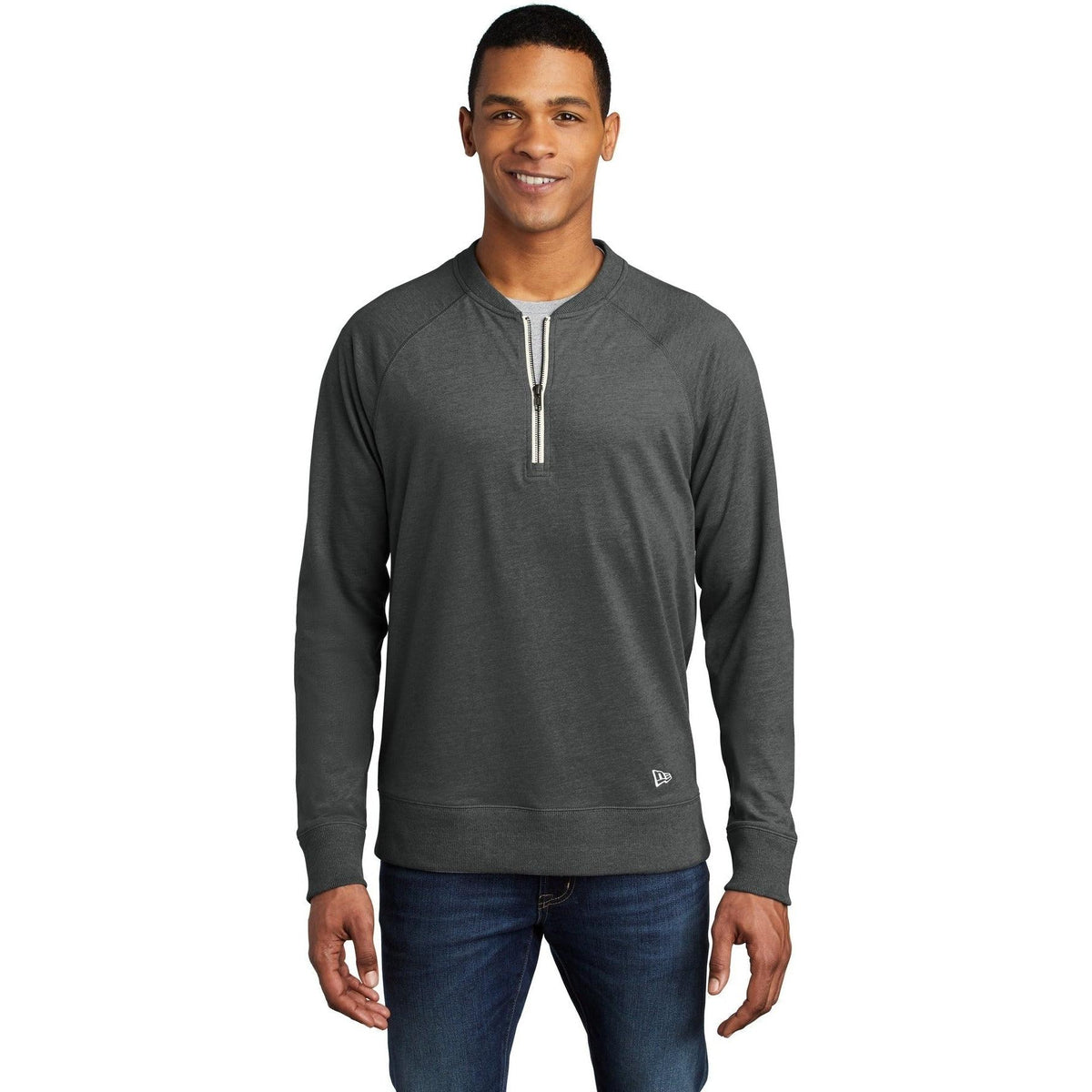 no-logo New Era Sueded Cotton Blend 1/4-Zip Pullover-Quarter Zips-New Era-Thread Logic