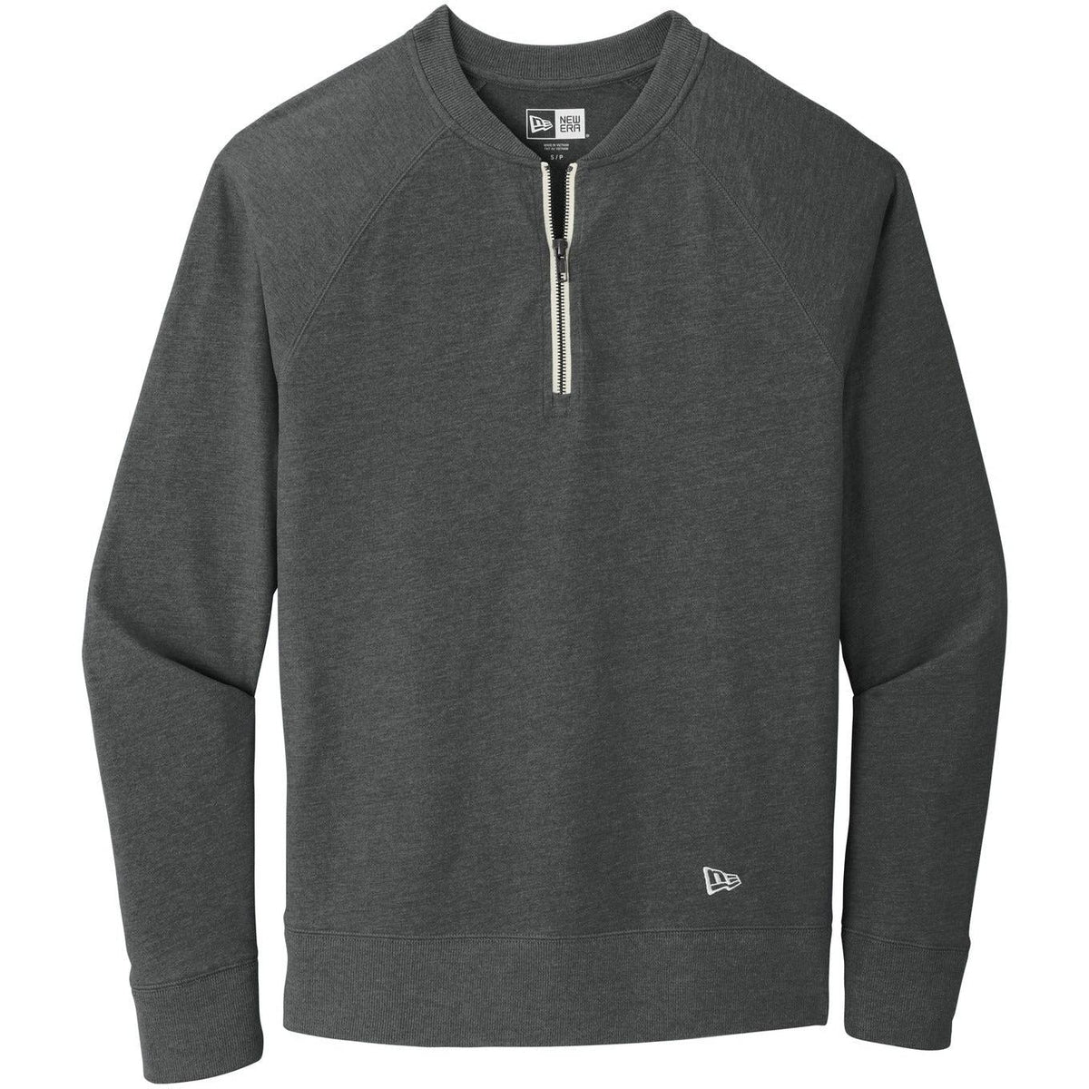 no-logo New Era Sueded Cotton Blend 1/4-Zip Pullover-Quarter Zips-New Era-Black Heather-S-Thread Logic