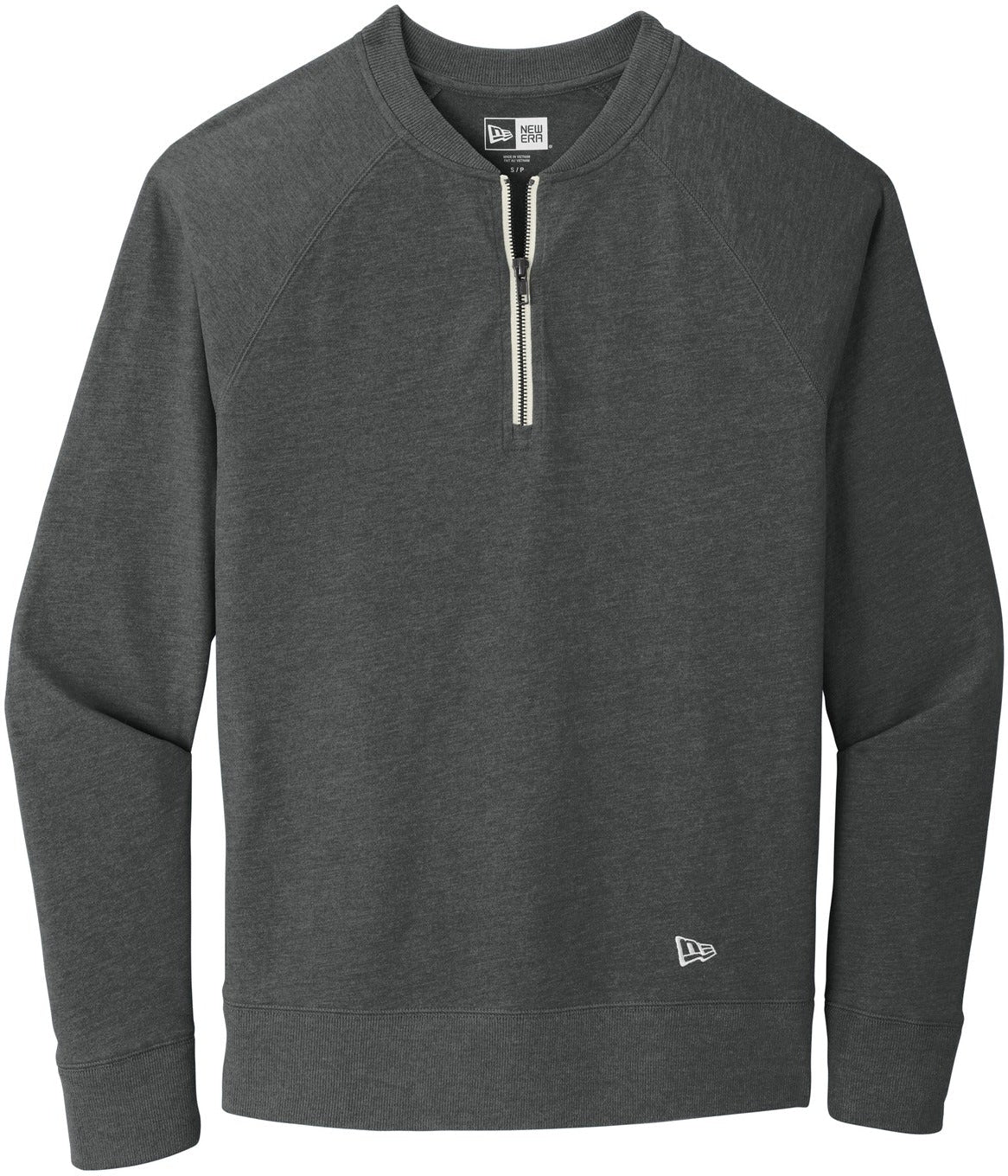 No-Logo CLOSEOUT - New Era Sueded Cotton Blend 1/4-Zip Pullover-Quarter Zips-New Era-Black Heather-S-Thread Logic