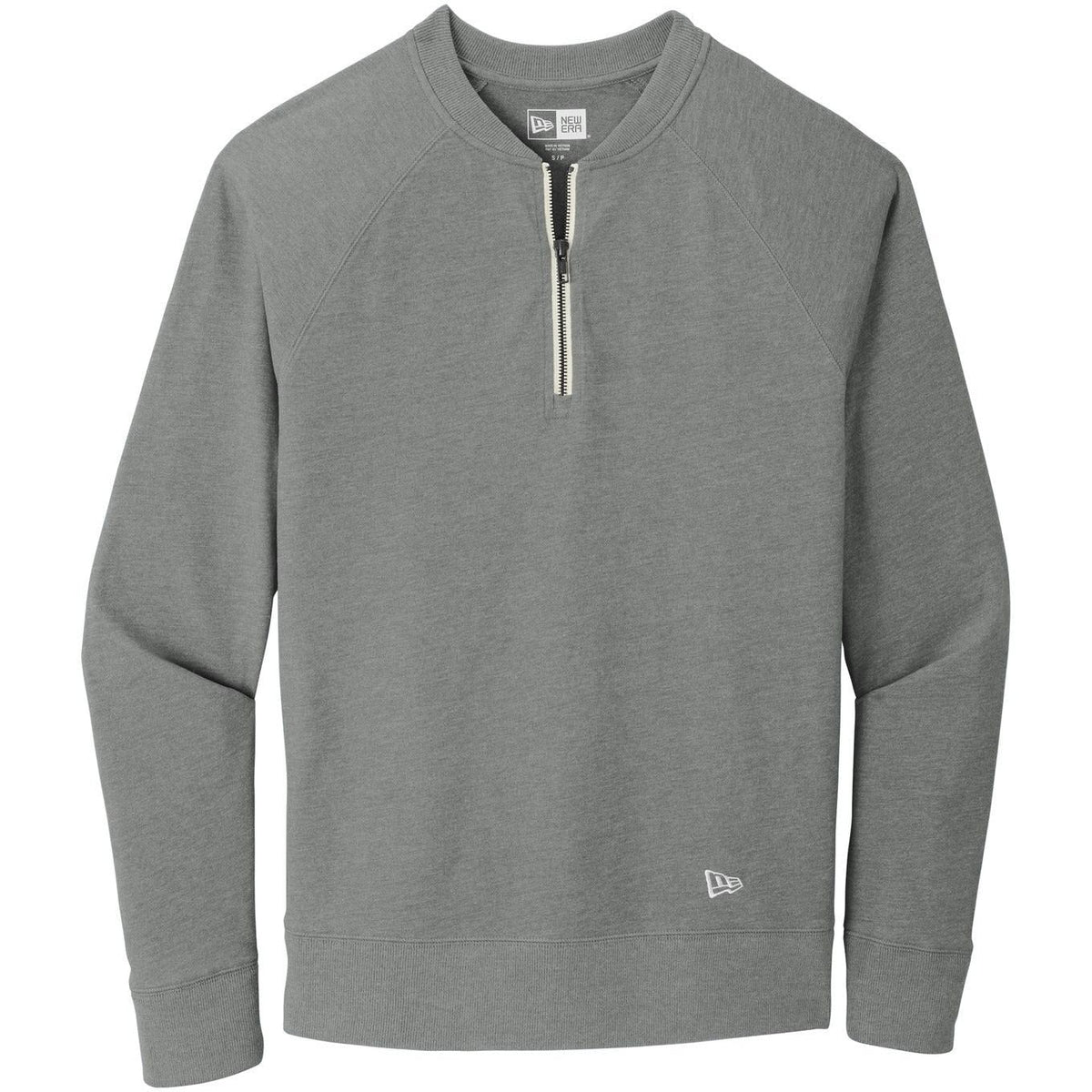 no-logo New Era Sueded Cotton Blend 1/4-Zip Pullover-Quarter Zips-New Era-Shadow Grey Heather-S-Thread Logic