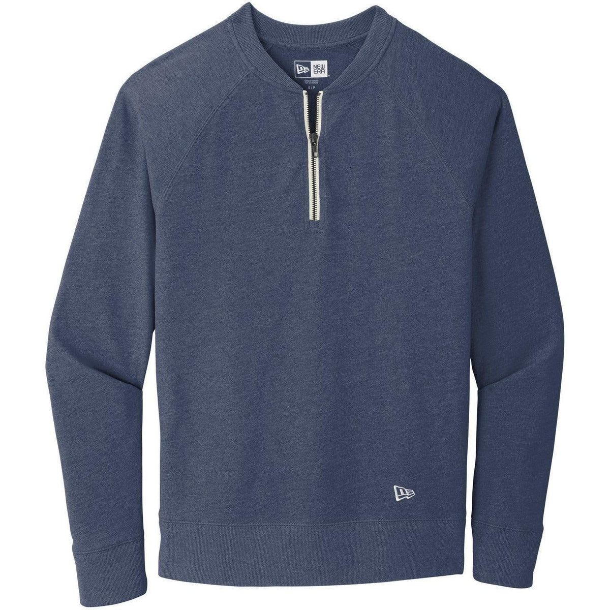 no-logo New Era Sueded Cotton Blend 1/4-Zip Pullover-Quarter Zips-New Era-True Navy Heather-S-Thread Logic