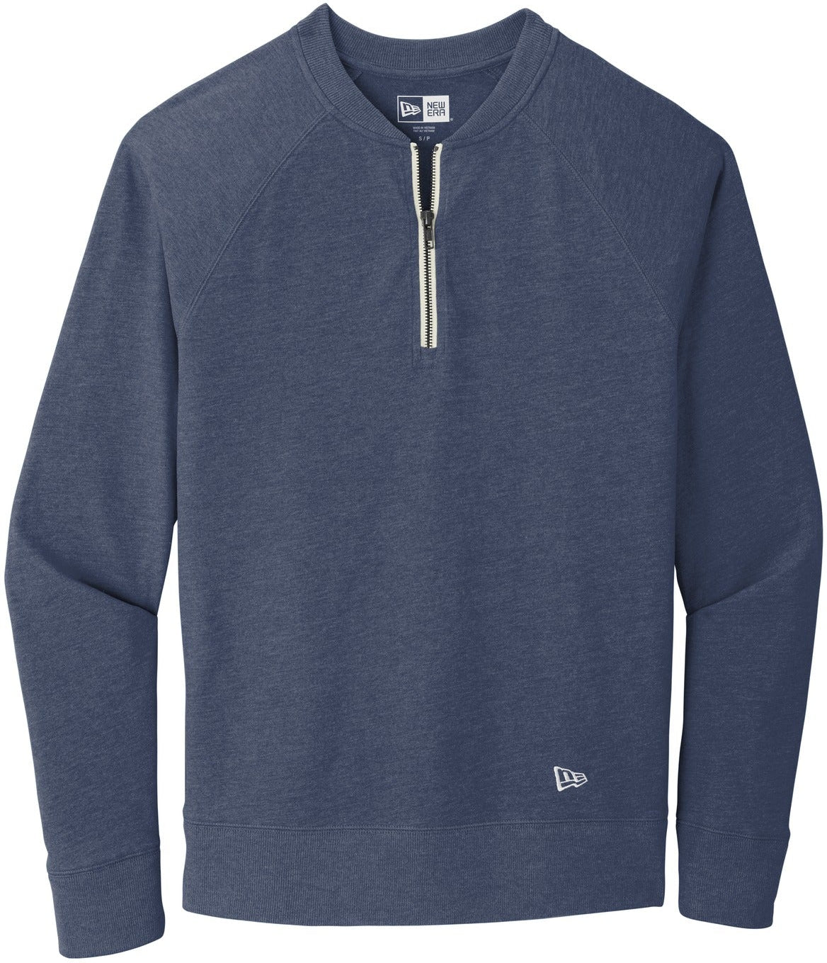 No-Logo CLOSEOUT - New Era Sueded Cotton Blend 1/4-Zip Pullover-Quarter Zips-New Era-True Navy Heather-S-Thread Logic