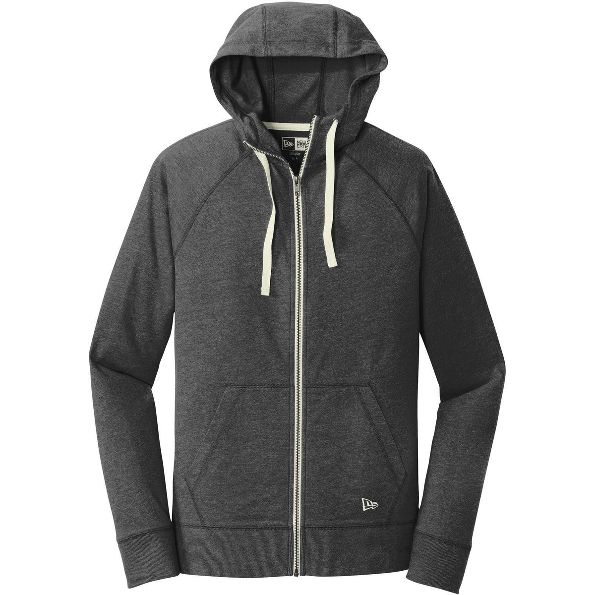 no-logo New Era Sueded Cotton Full-Zip Hoodie-Full Zips-New Era-Black Heather-S-Thread Logic