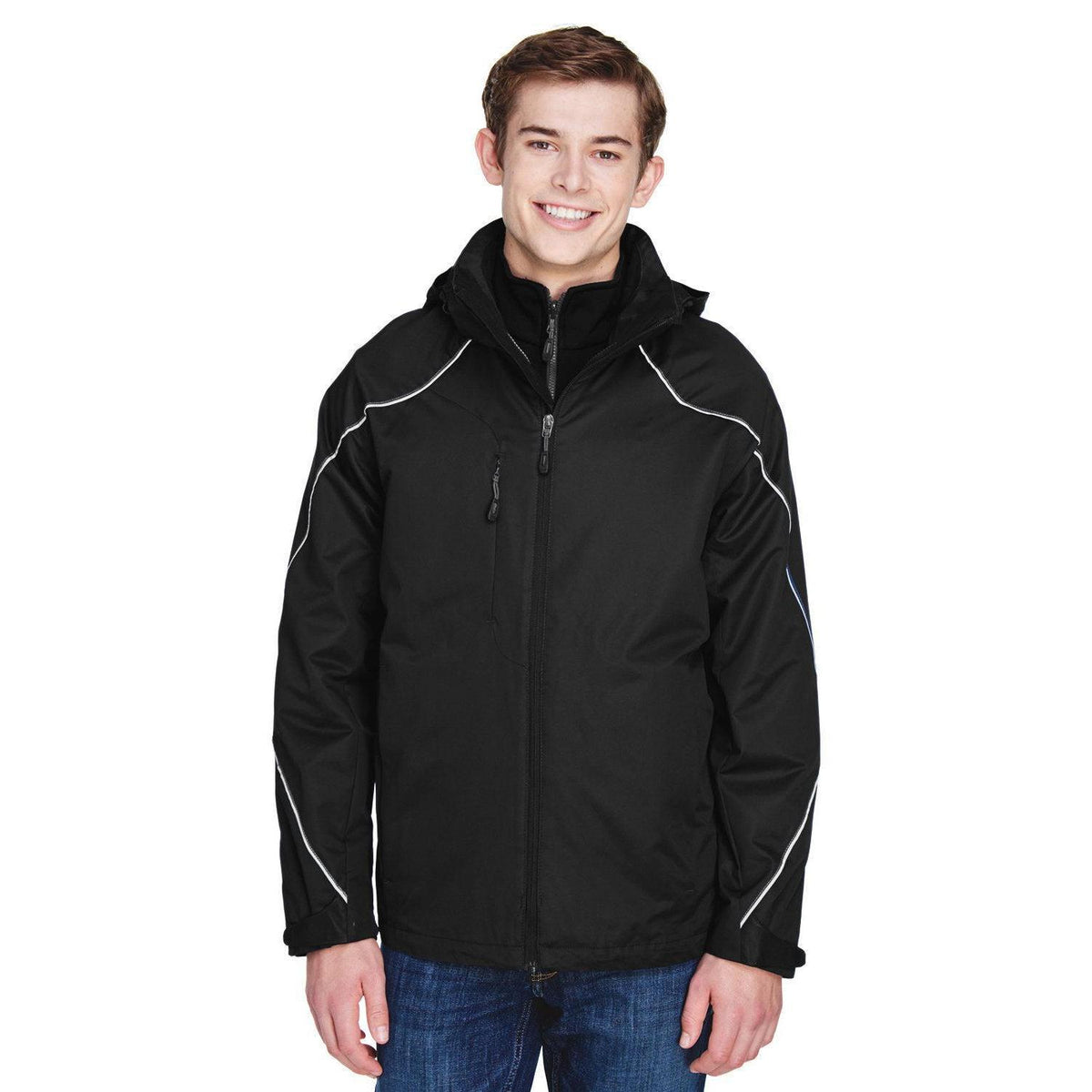 no-logo  North End Angle 3-in-1 Jacket with Bonded Fleece Liner-Men's Jackets-North End-Black-S-Thread Logic