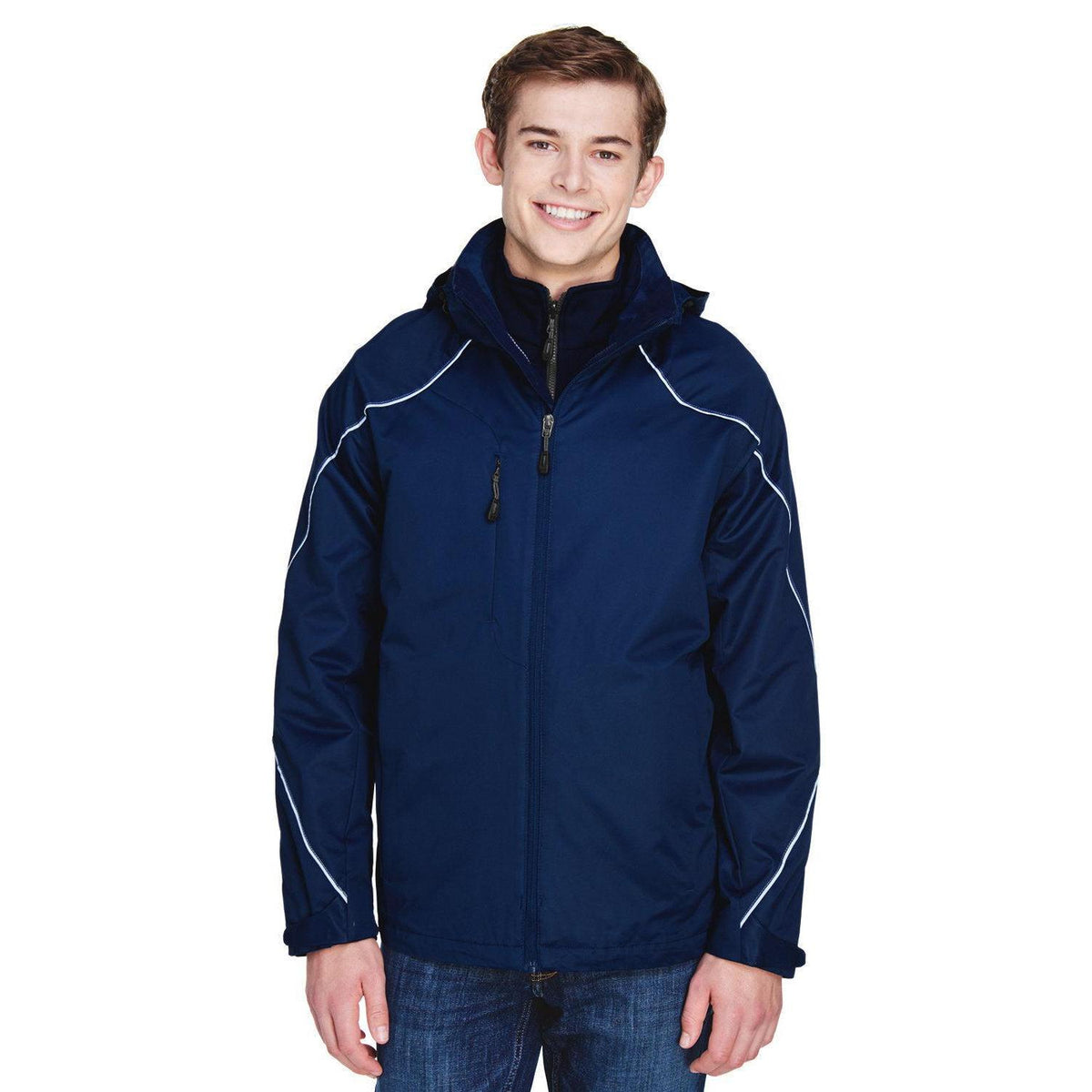 no-logo  North End Angle 3-in-1 Jacket with Bonded Fleece Liner-Men's Jackets-North End-Night-S-Thread Logic