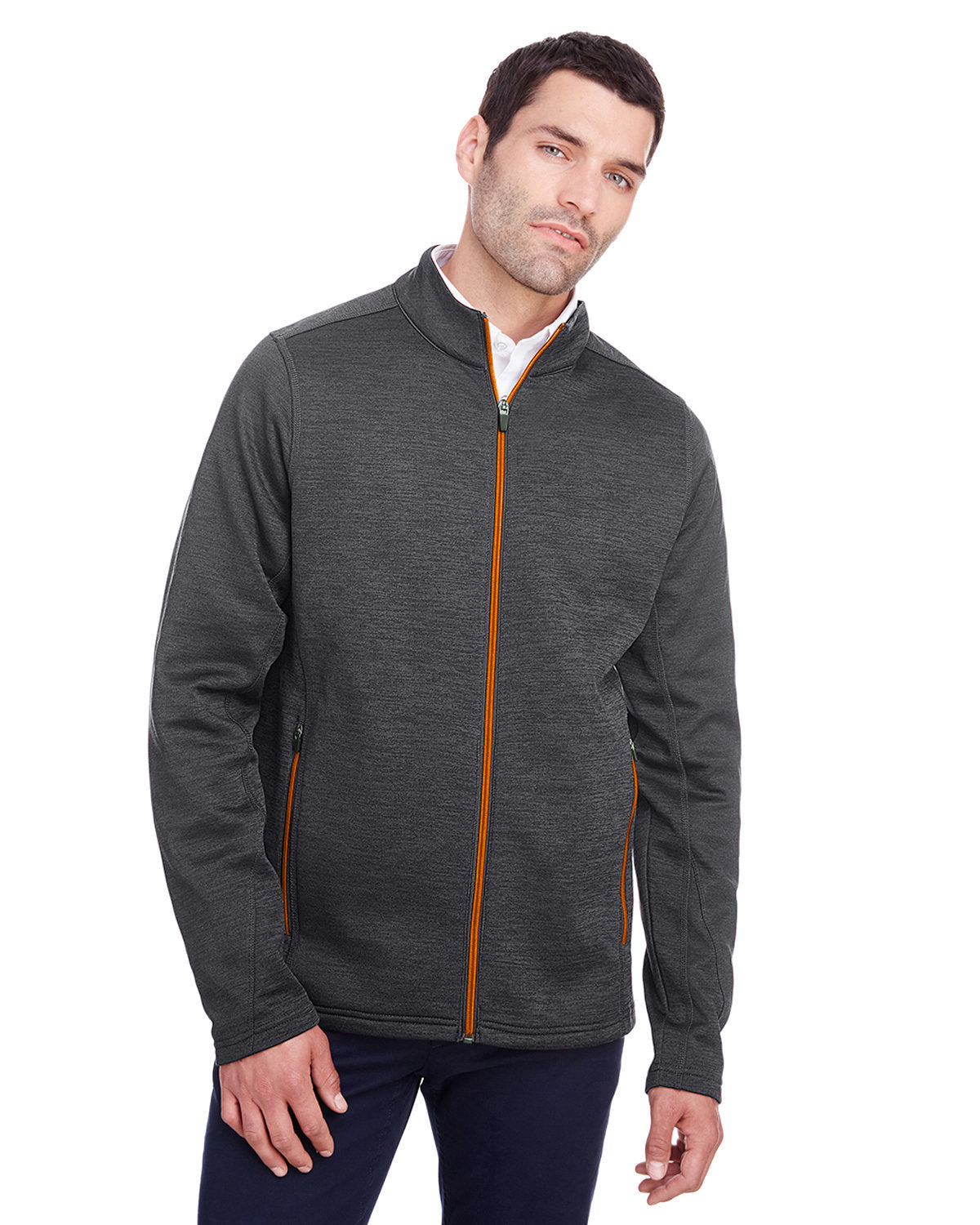  North End Flux 2.0 Full-Zip Jacket-Men's Jackets-North End-Black Heather/Orange Soda-S-Thread Logic