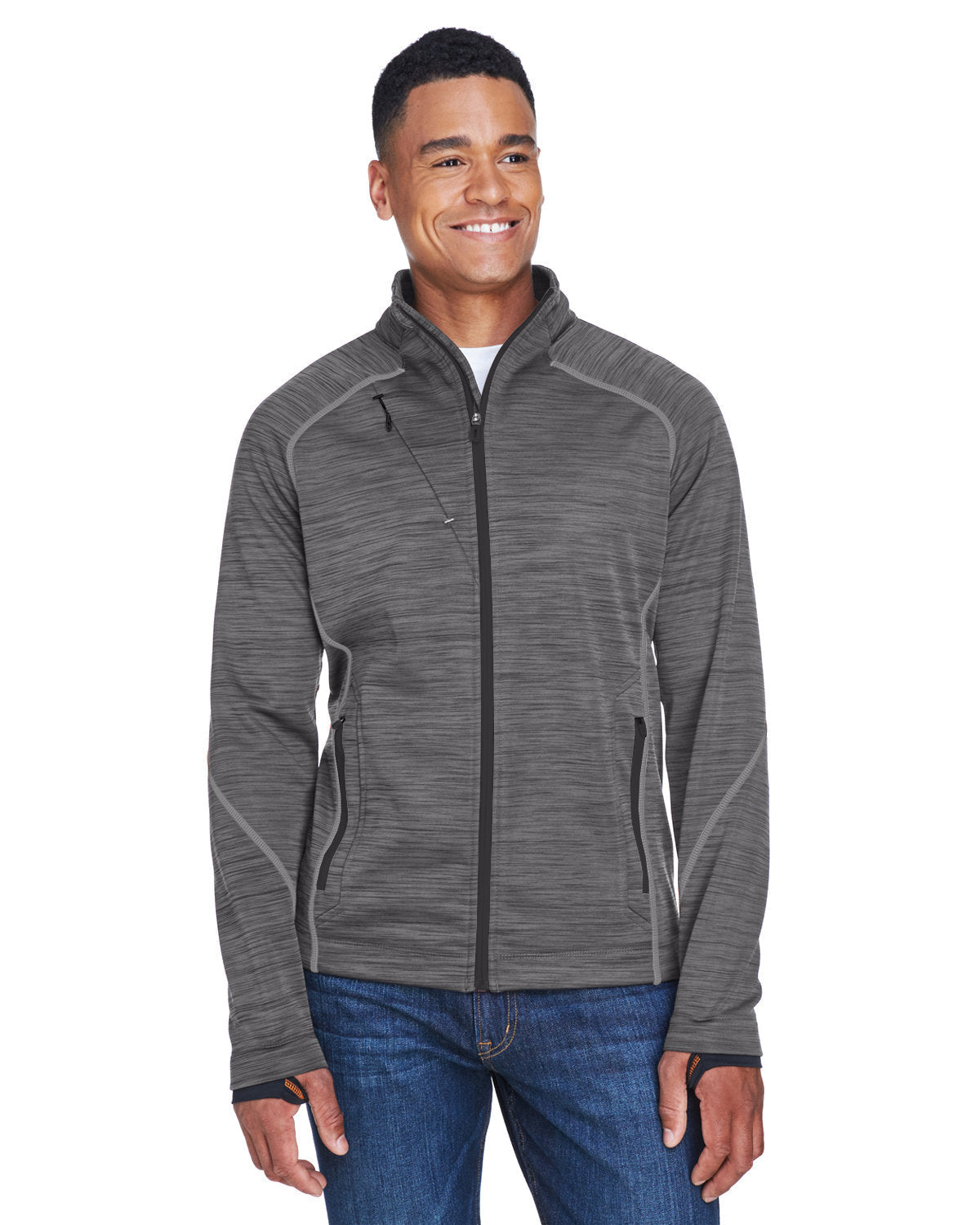  North End Flux Mélange Bonded Fleece Jacket-Men's Jackets-North End-Carbon/Black-S-Thread Logic