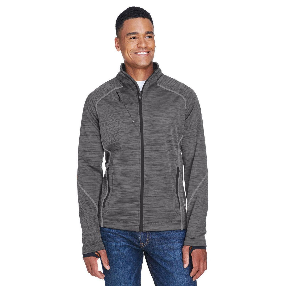 no-logo  North End Flux Mélange Bonded Fleece Jacket-Men's Jackets-North End-Carbon/Black-S-Thread Logic