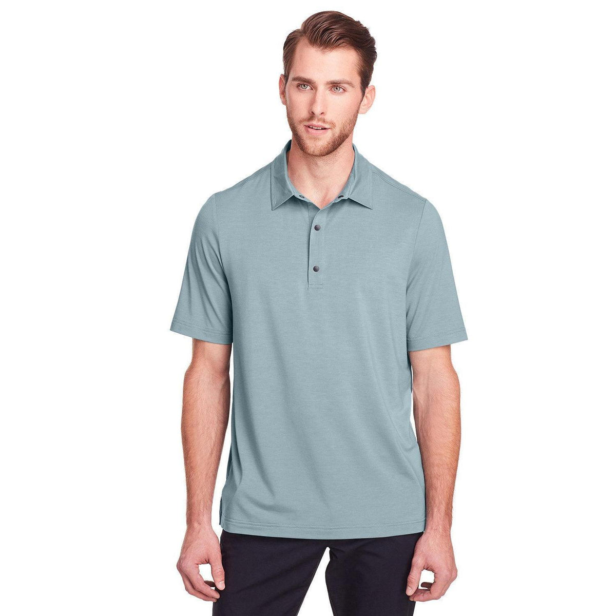 no-logo  North End Jaq Snap-Up Stretch Performance Polo-Men's Polos-North End-Opal Blue-S-Thread Logic