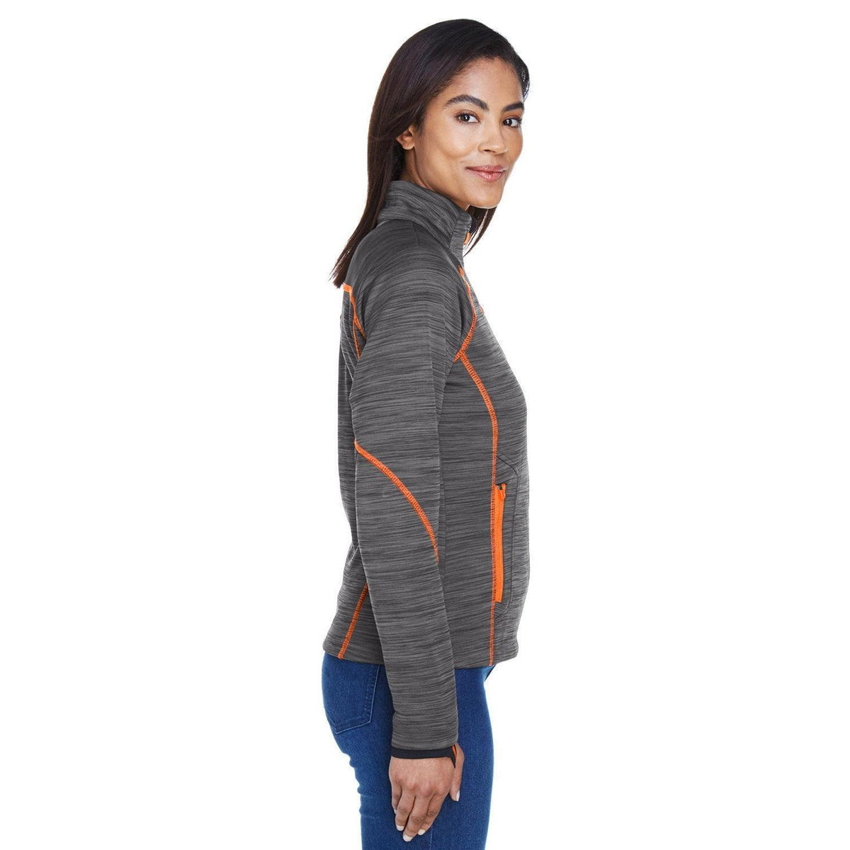 no-logo North End Ladies Flux Mélange Bonded Fleece Jacket-Ladies Jackets-North End-Thread Logic