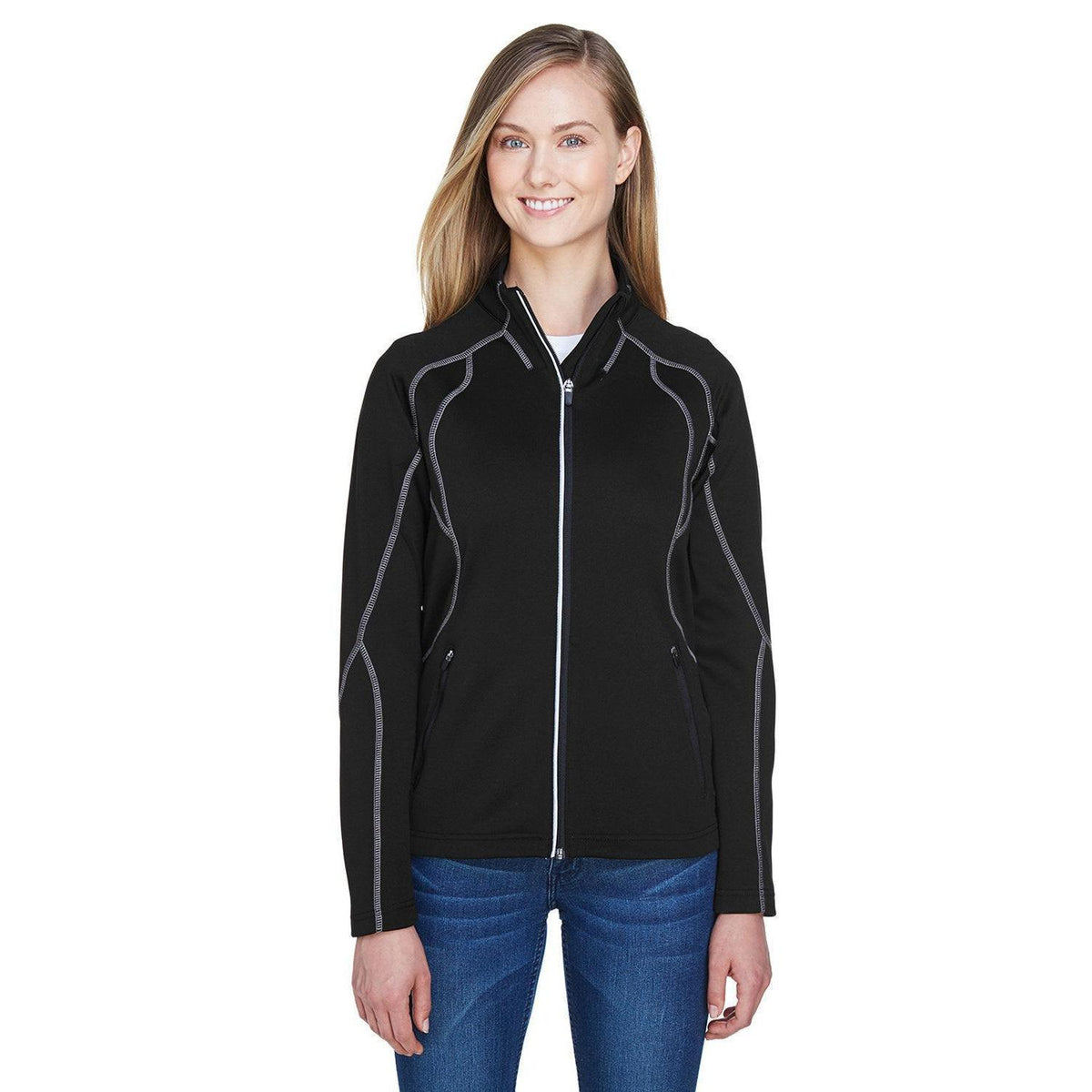 no-logo  North End Ladies Gravity Performance Fleece Jacket-Ladies Jackets-North End-Black-XS-Thread Logic