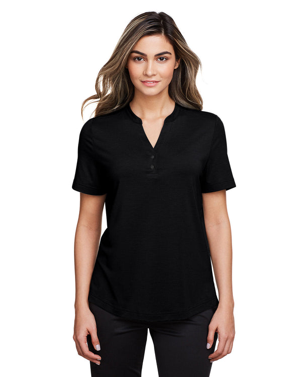  North End Ladies Jaq Snap-Up Stretch Performance Polo-Ladies Polos-North End-Black-S-Thread Logic