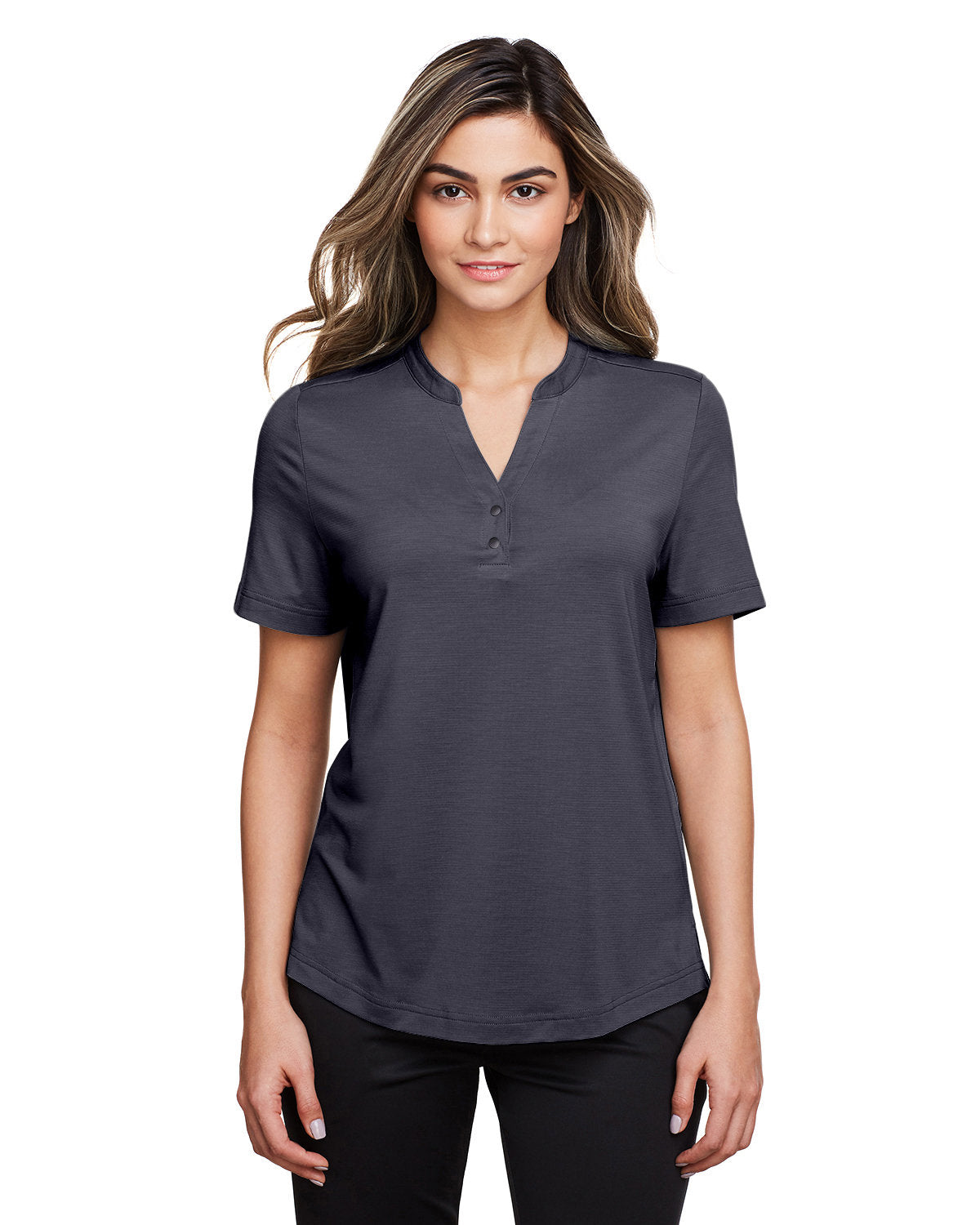  North End Ladies Jaq Snap-Up Stretch Performance Polo-Ladies Polos-North End-Carbon-S-Thread Logic