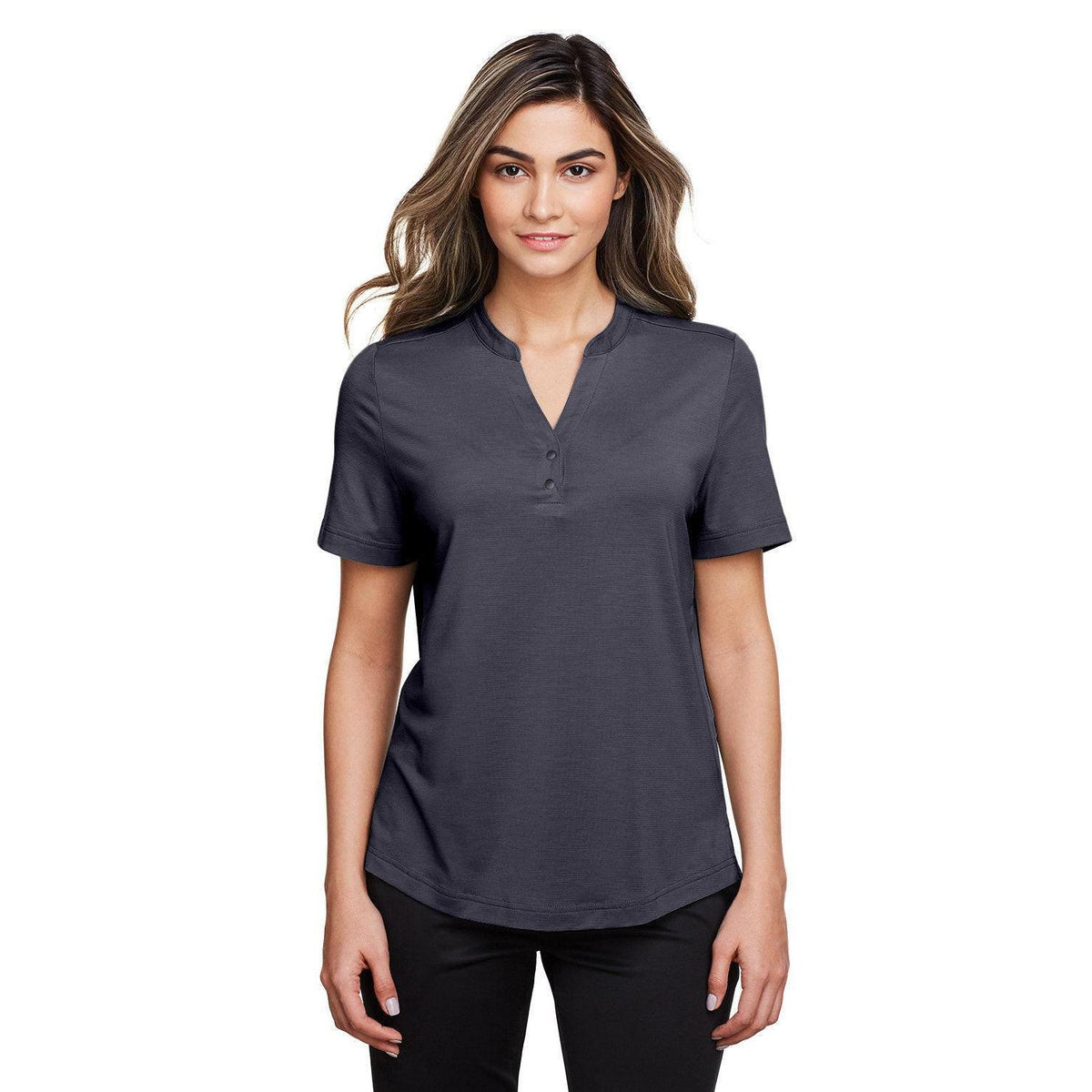 no-logo  North End Ladies Jaq Snap-Up Stretch Performance Polo-Ladies Polos-North End-Carbon-S-Thread Logic