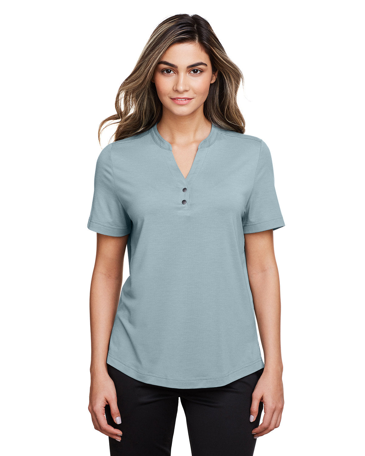  North End Ladies Jaq Snap-Up Stretch Performance Polo-Ladies Polos-North End-Opal Blue-XS-Thread Logic