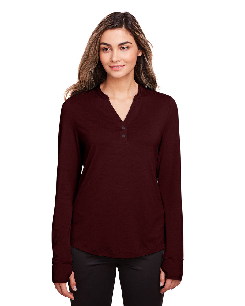 North End Ladies Jaq Snap-Up Stretch Performance Pullover-Ladies Layering-North End-Burgundy-S-Thread Logic