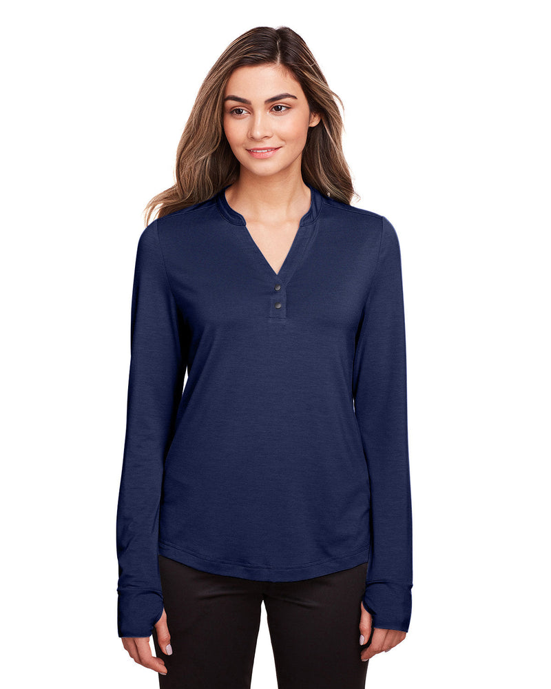  North End Ladies Jaq Snap-Up Stretch Performance Pullover-Ladies Layering-North End-Classic Navy-S-Thread Logic