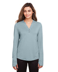  North End Ladies Jaq Snap-Up Stretch Performance Pullover-Ladies Layering-North End-Opal Blue-S-Thread Logic