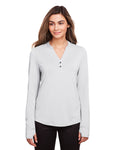  North End Ladies Jaq Snap-Up Stretch Performance Pullover-Ladies Layering-North End-Platinum-S-Thread Logic
