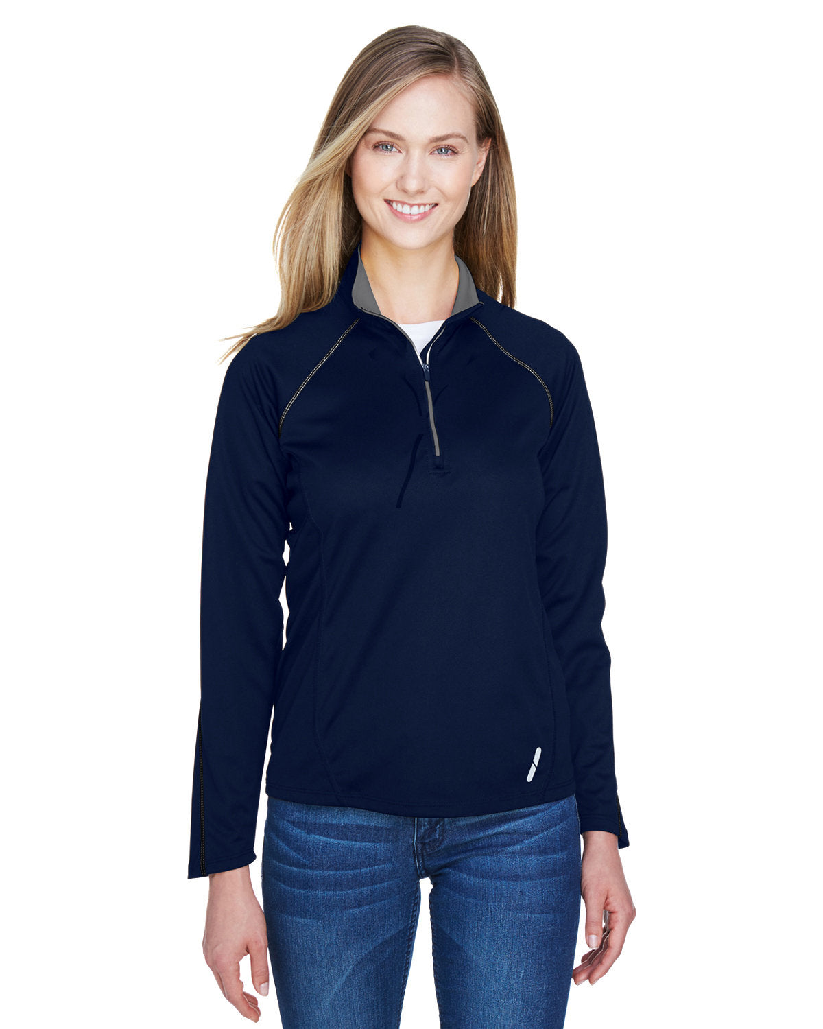  North End Ladies Radar Performance Quarter-Zip-Ladies Layering-North End-Classic Navy-S-Thread Logic