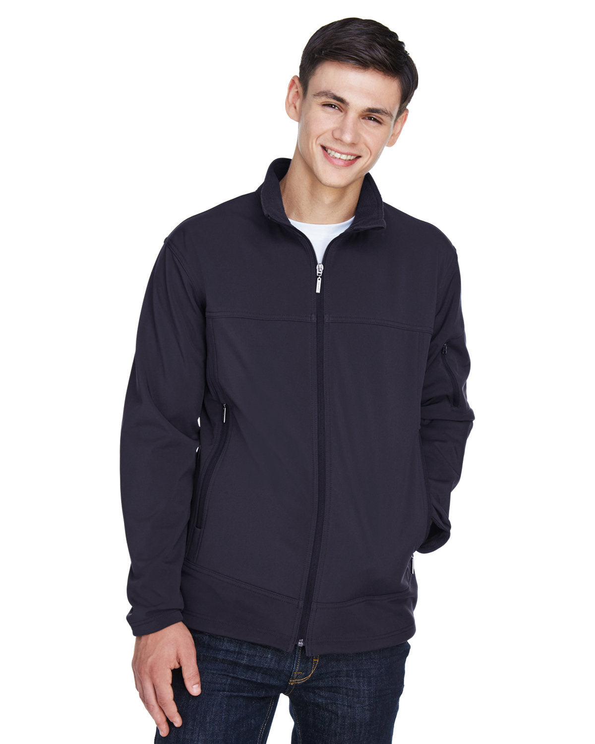  North End Three-Layer Fleece Bonded Performance Soft Shell Jacket-Men's Jackets-North End-Midnight Navy-S-Thread Logic