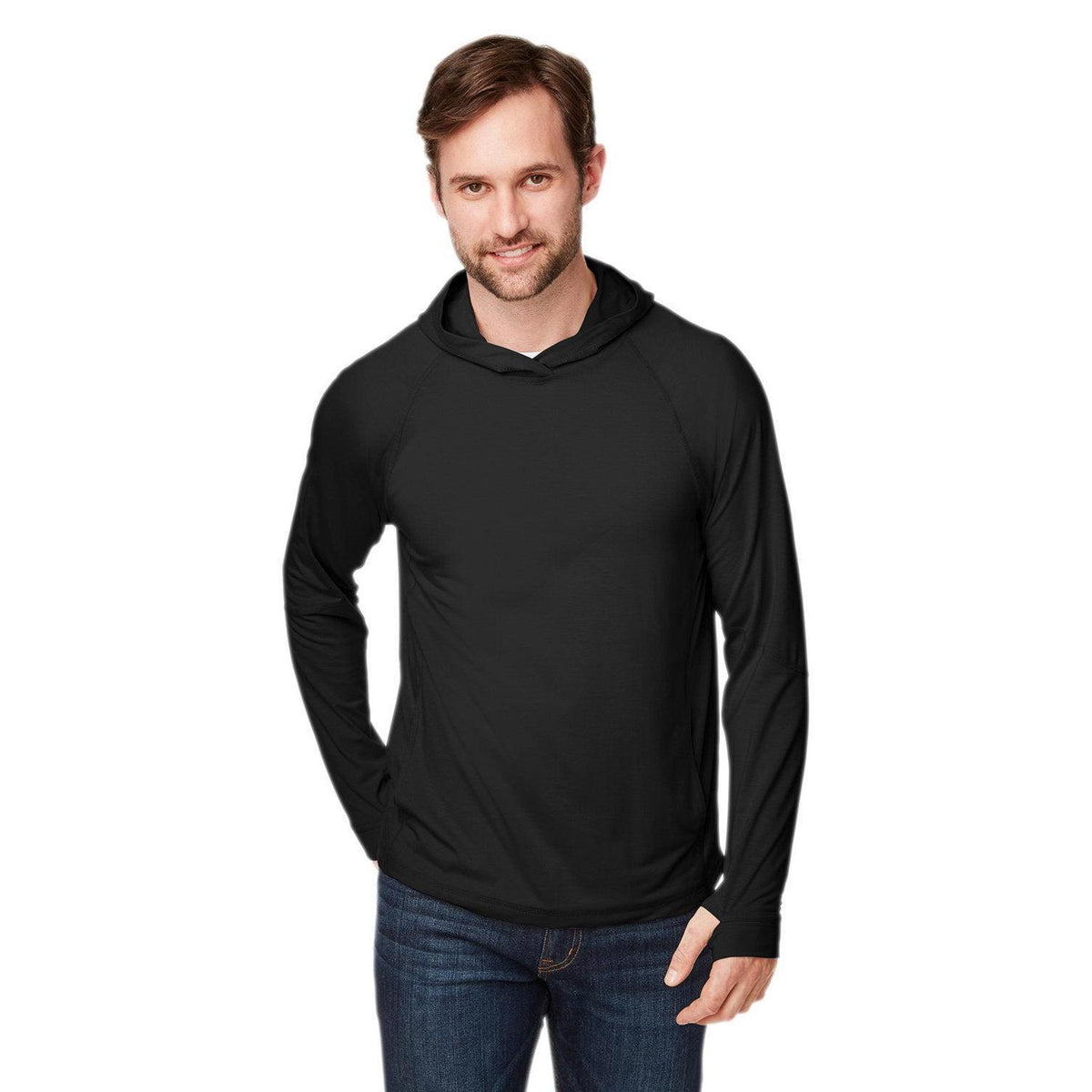 no-logo  North End Unisex JAQ Stretch Performance Hoodie-Men's Layering-North End-Black-XXS-Thread Logic