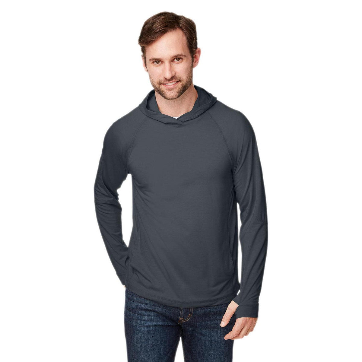no-logo  North End Unisex JAQ Stretch Performance Hoodie-Men's Layering-North End-Carbon-XXS-Thread Logic