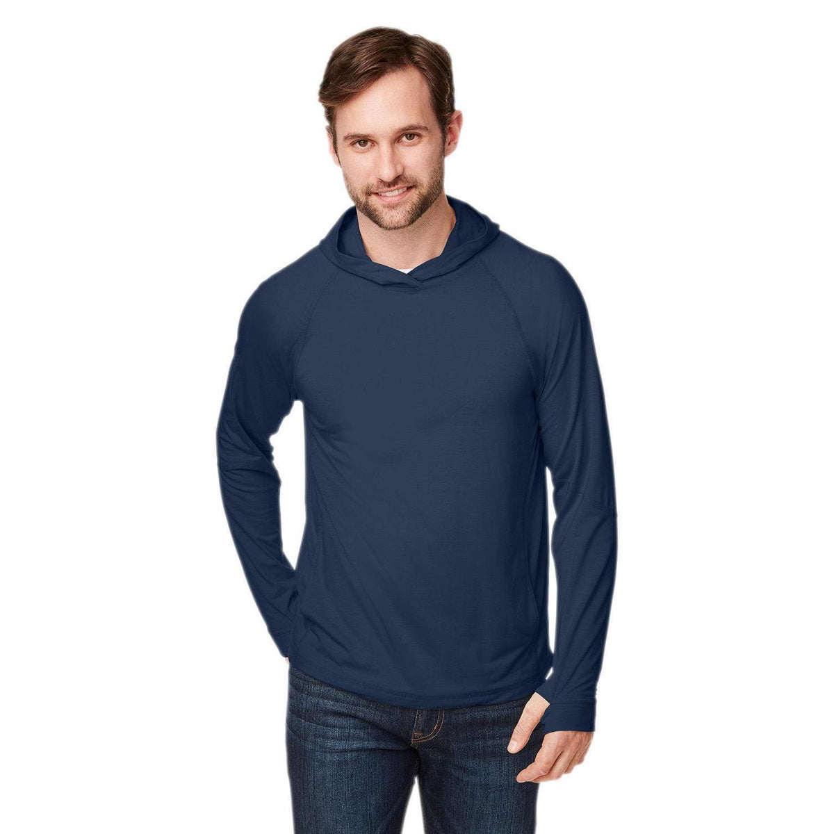 no-logo  North End Unisex JAQ Stretch Performance Hoodie-Men's Layering-North End-Classic Navy-XXS-Thread Logic