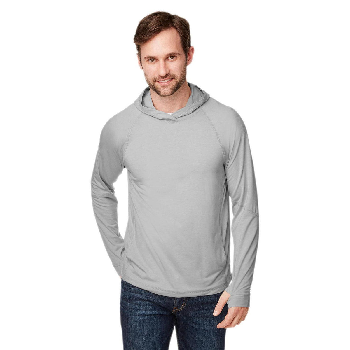 no-logo  North End Unisex JAQ Stretch Performance Hoodie-Men's Layering-North End-Platinum-XXS-Thread Logic