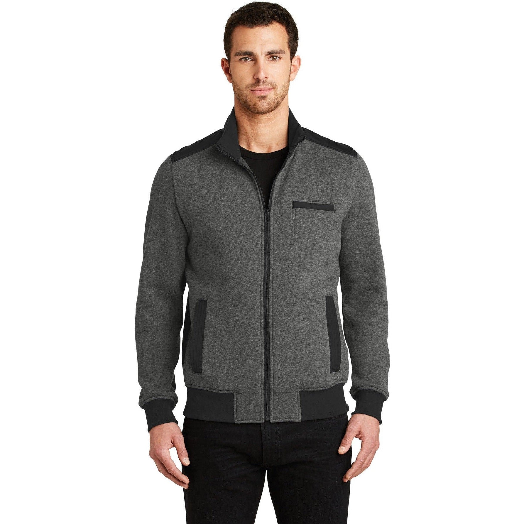 no-logo CLOSEOUT - OGIO Crossbar Jacket-OGIO-Blacktop Heather-L-Thread Logic