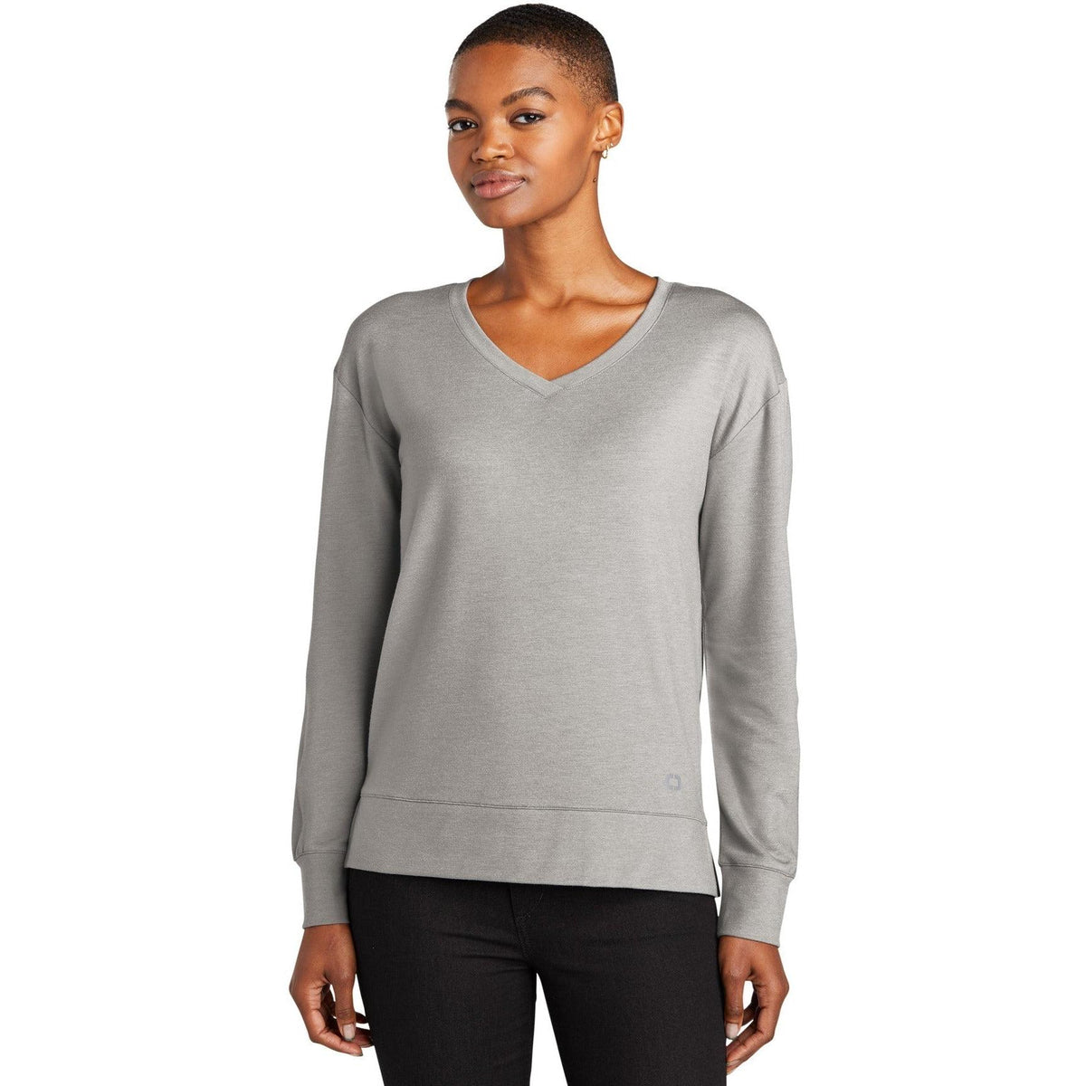 no-logo OGIO Ladies Luuma Flex Long Sleeve V-Neck-Regular-OGIO-Thread Logic