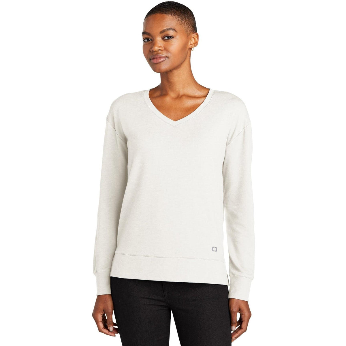 no-logo OGIO Ladies Luuma Flex Long Sleeve V-Neck-Regular-OGIO-Thread Logic