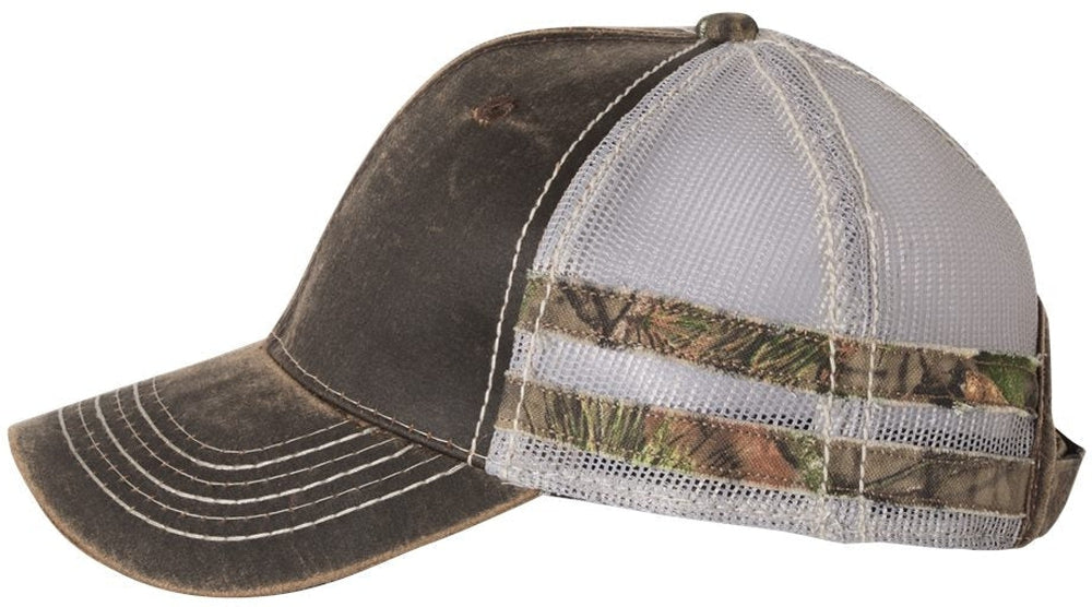 no-logo Outdoor Cap Frayed Camo Stripes Mesh-Back Cap-Headwear-Outdoor Cap-Brown/Light Grey/Country-OSFA-Thread Logic 