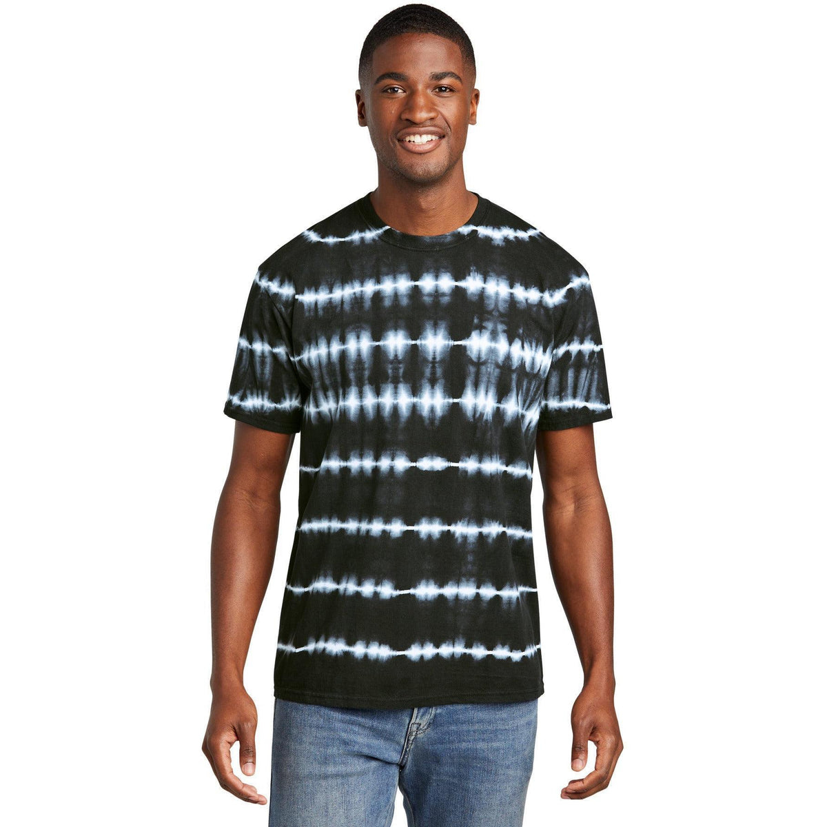 no-logo Port & Company Allover Stripe Tie-Dye Tee-Port & Company-Thread Logic