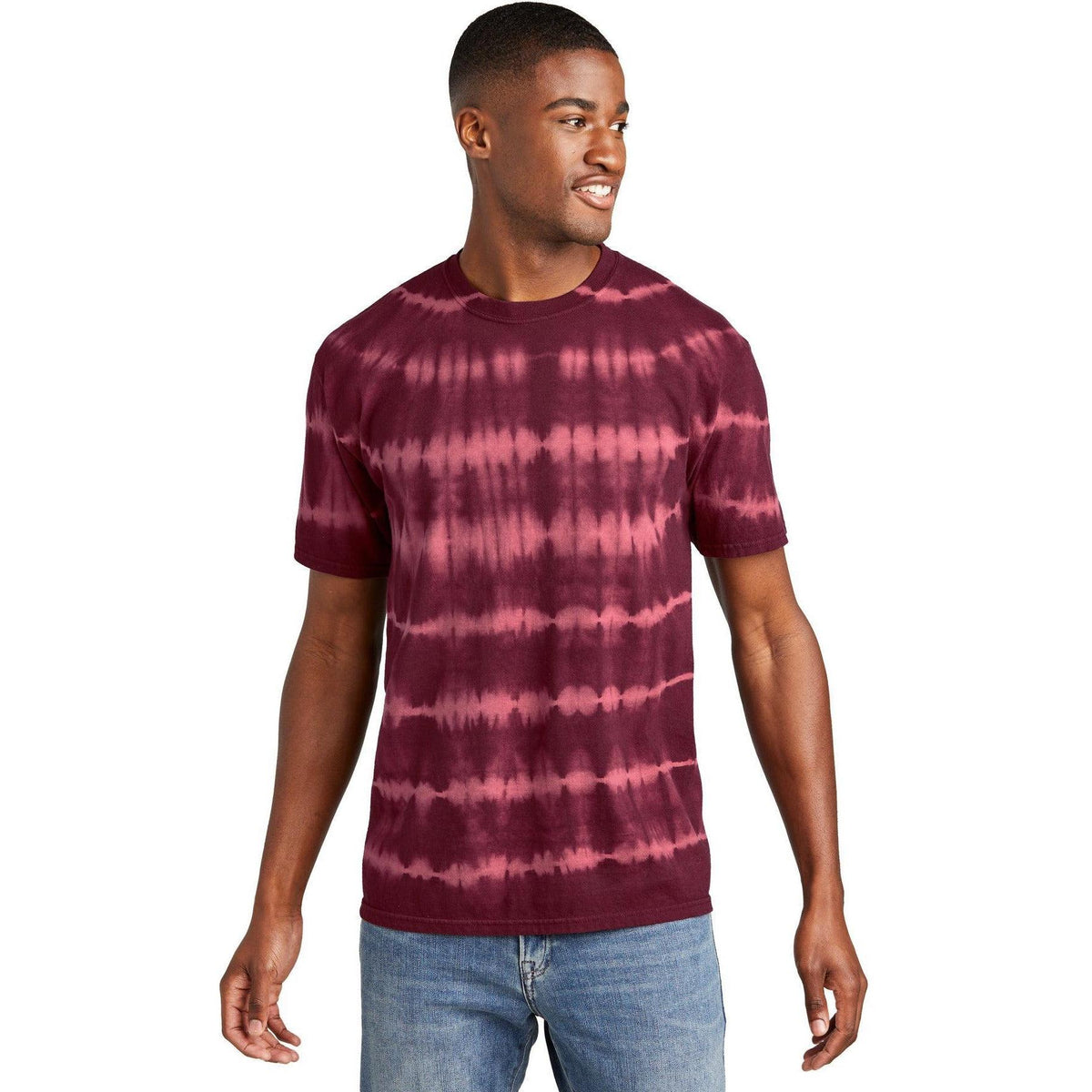 no-logo Port & Company Allover Stripe Tie-Dye Tee-Port & Company-Thread Logic