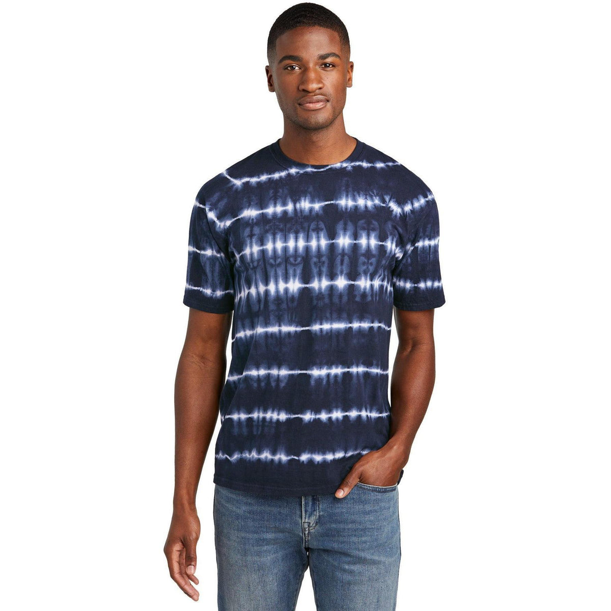 no-logo Port & Company Allover Stripe Tie-Dye Tee-Port & Company-Thread Logic