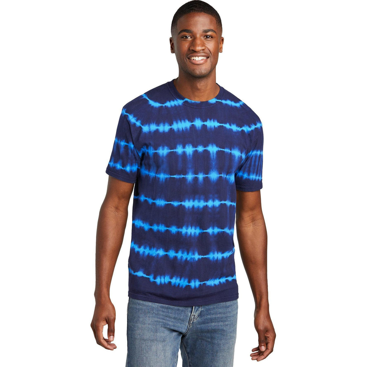 no-logo Port & Company Allover Stripe Tie-Dye Tee-Port & Company-Thread Logic