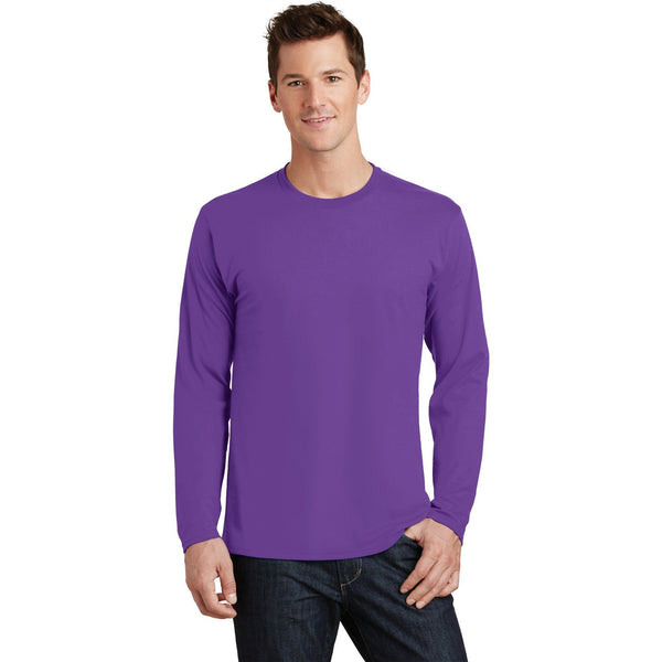 no-logo CLOSEOUT - Port & Company Long Sleeve Fan Favorite Tee-Port & Company-True Purple-4XL-Thread Logic