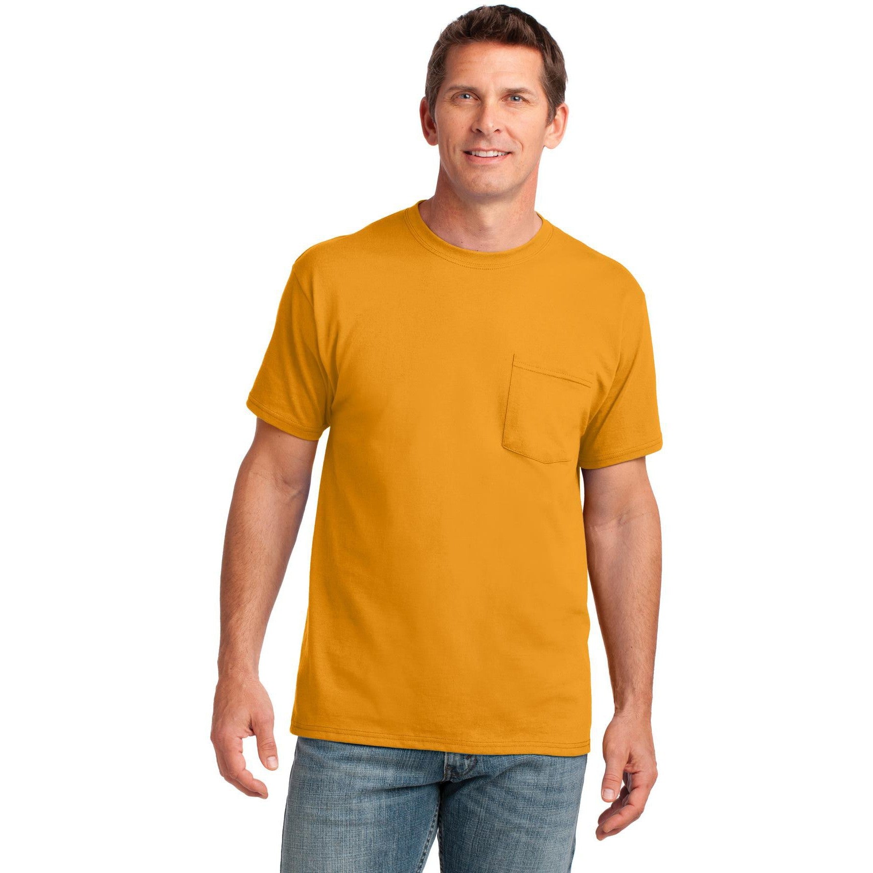 no-logo CLOSEOUT - Port & Company Core Cotton Pocket Tee-Port & Company-Gold-S-Thread Logic