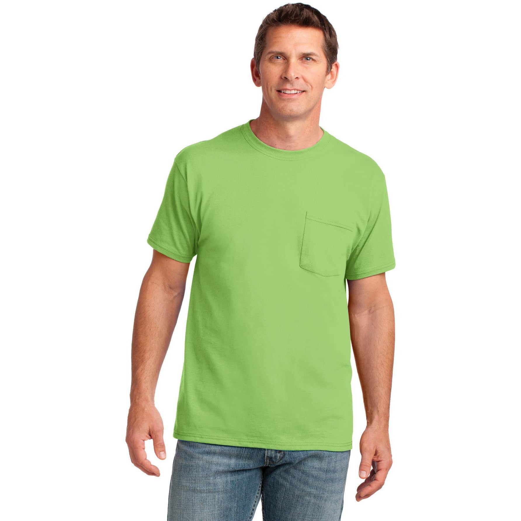 no-logo CLOSEOUT - Port & Company Core Cotton Pocket Tee-Port & Company-Lime-S-Thread Logic