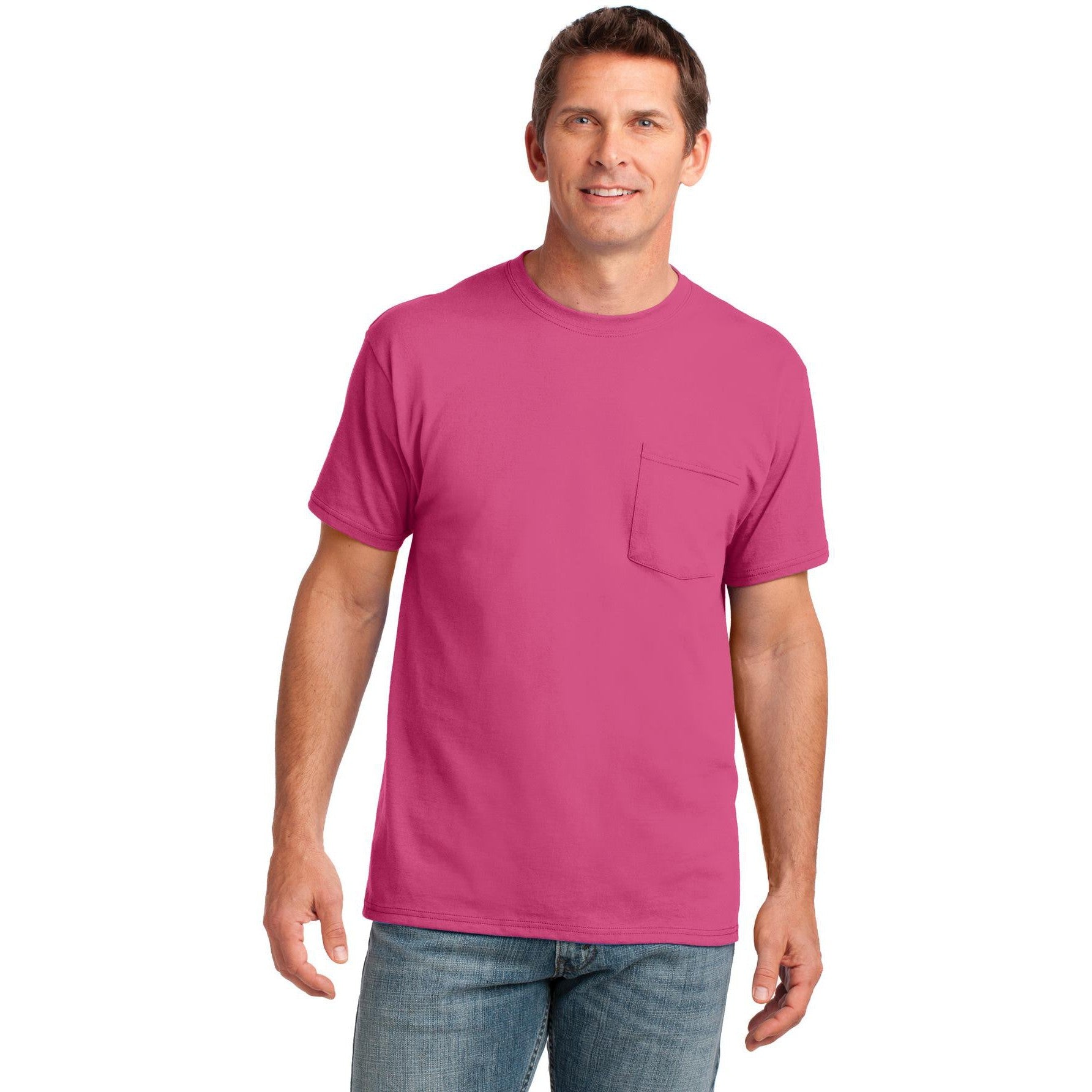 no-logo CLOSEOUT - Port & Company Core Cotton Pocket Tee-Port & Company-Sangria-3XL-Thread Logic