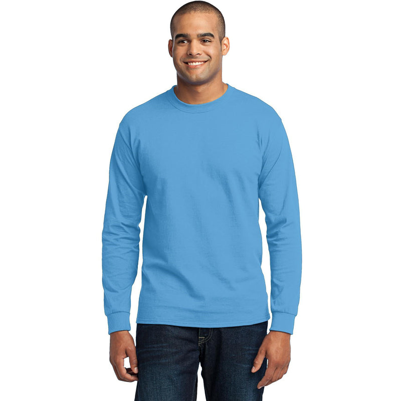 no-logo CLOSEOUT - Port & Company Tall Long Sleeve Core Blend Tee-Port & Company-Aquatic Blue-4XLT-Thread Logic