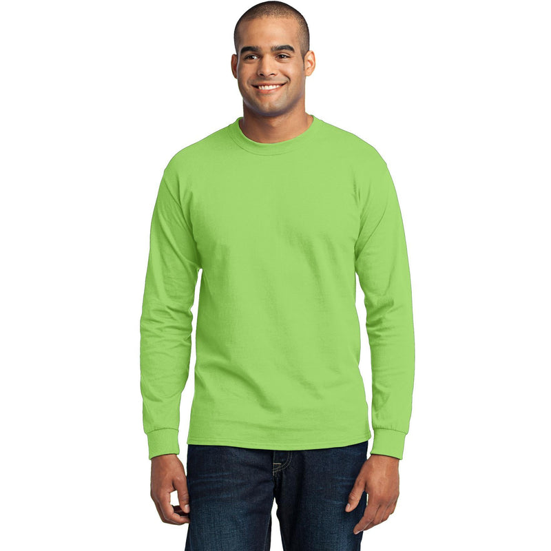 no-logo CLOSEOUT - Port & Company Tall Long Sleeve Core Blend Tee-Port & Company-Lime-2XLT-Thread Logic