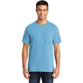 no-logo CLOSEOUT - Port & Company Tall Core Blend Pocket Tee-Port & Company-Aquatic Blue-LT-Thread Logic