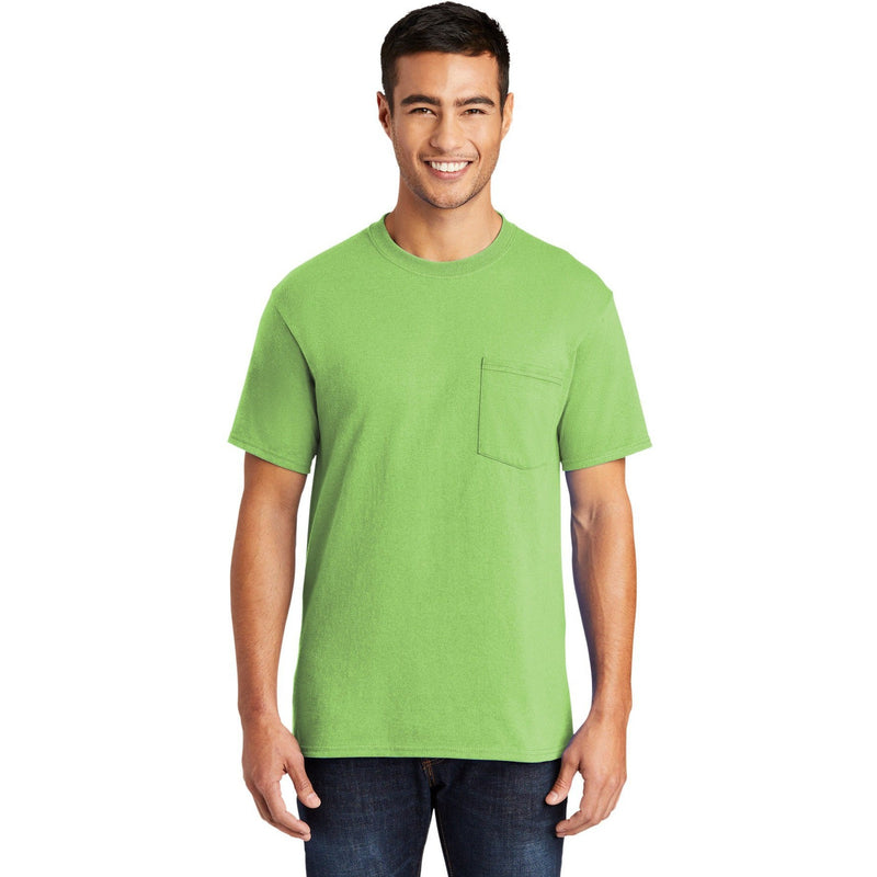 no-logo CLOSEOUT - Port & Company Tall Core Blend Pocket Tee-Port & Company-Lime-LT-Thread Logic