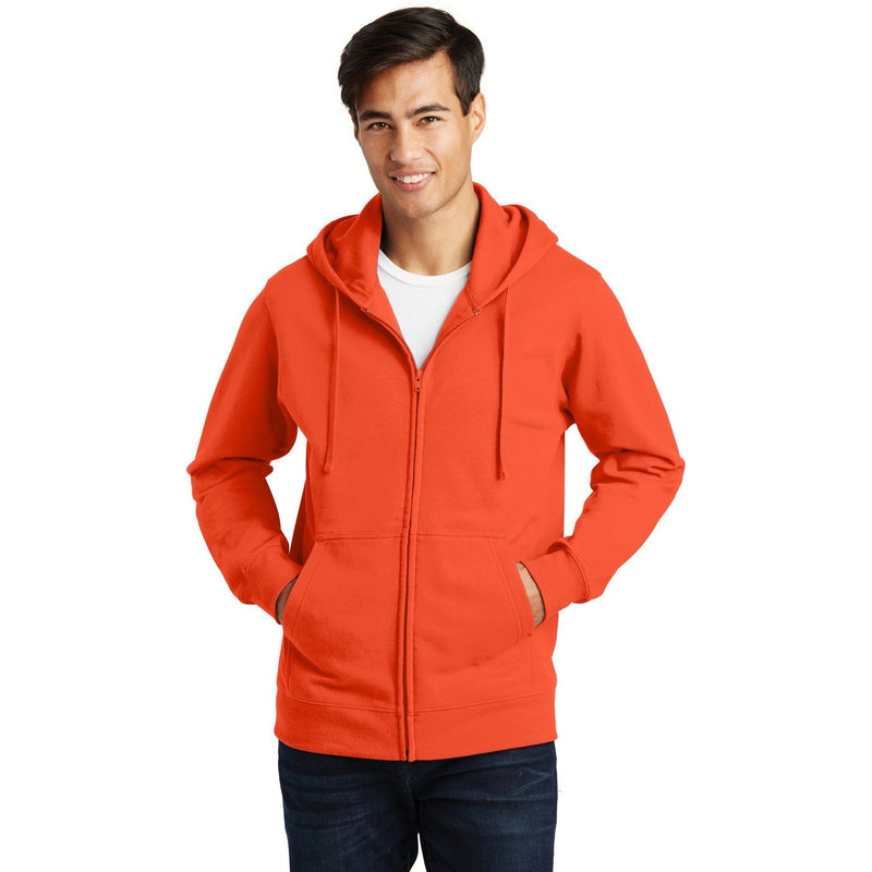 no-logo CLOSEOUT - Port & Company Fan Favorite Fleece Full-Zip Hooded Sweatshirt-Port & Company-Orange-XS-Thread Logic