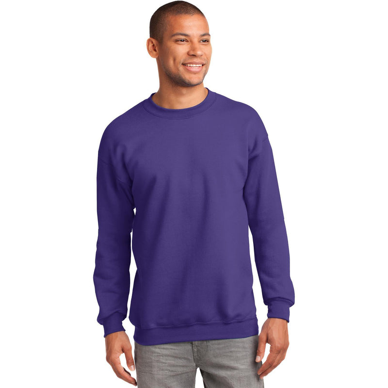 no-logo CLOSEOUT - Port & Company Tall Essential Fleece Crewneck Sweatshirt-Port & Company-Purple-LT-Thread Logic