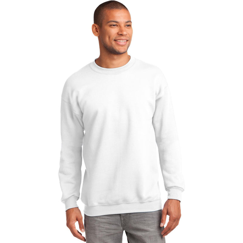 no-logo CLOSEOUT - Port & Company Tall Essential Fleece Crewneck Sweatshirt-Port & Company-White-4XLT-Thread Logic